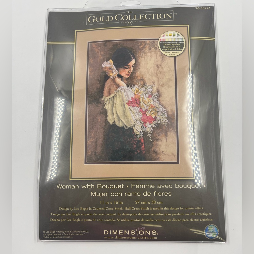 Dimensions The Gold Collection Counted Cross Stitch Woman With Bouquet New!
